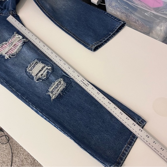 Vintage Jeans Mens 30X30 Y2K Brooklyn Xpress Distressed Patch Denim Destroyed - Picture 9 of 12